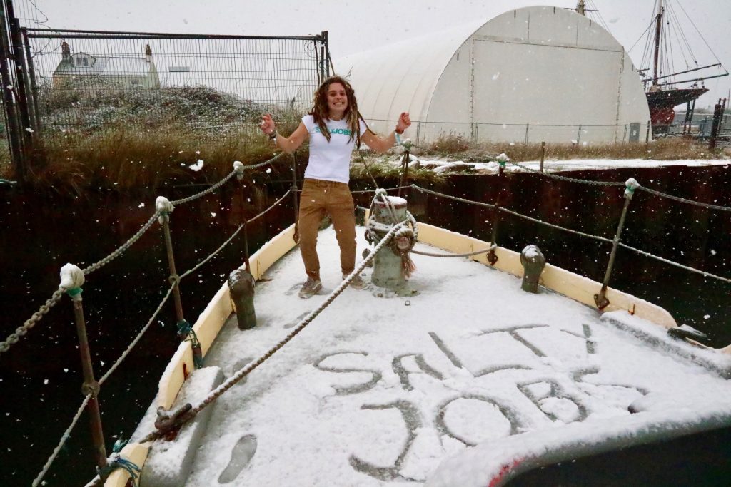 Old-Lifeboat-foredeck-snow-Eleanor-SaltyJobs